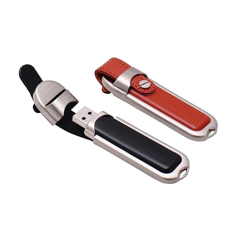 Custom Logo Leather PU USB 2.0 Pen Drive USB Drive USB Flash Drive with Gift