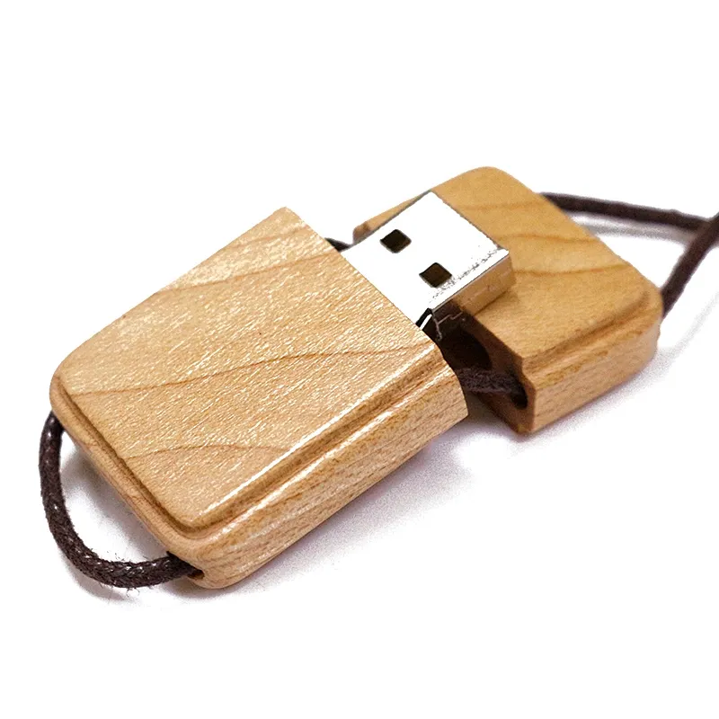 Hanging Rope Wooden Portable USB 2.0 Pen Drive with Logo