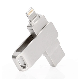 Metal Silvery Swivel Lightning to USB 3.0 Pen Drive