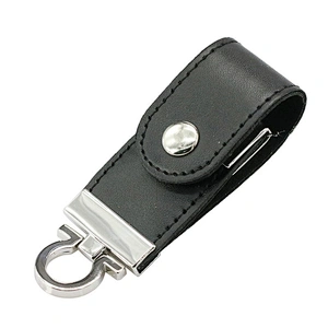 Leather Button Key Chain Portable USB Flash Drive