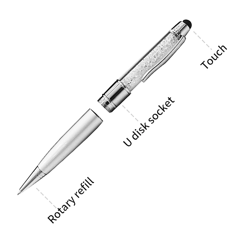 Crystal Ball Pen Promotional Gift USB Flash Drive with Logo
