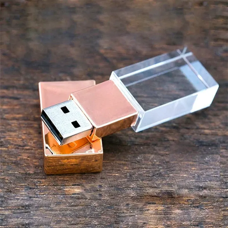 Crystal Wedding Promotional Gift USB Pen Drive with LED Light