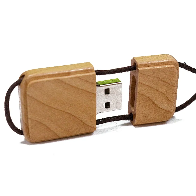 Hanging Rope Wooden Portable USB 2.0 Pen Drive with Logo