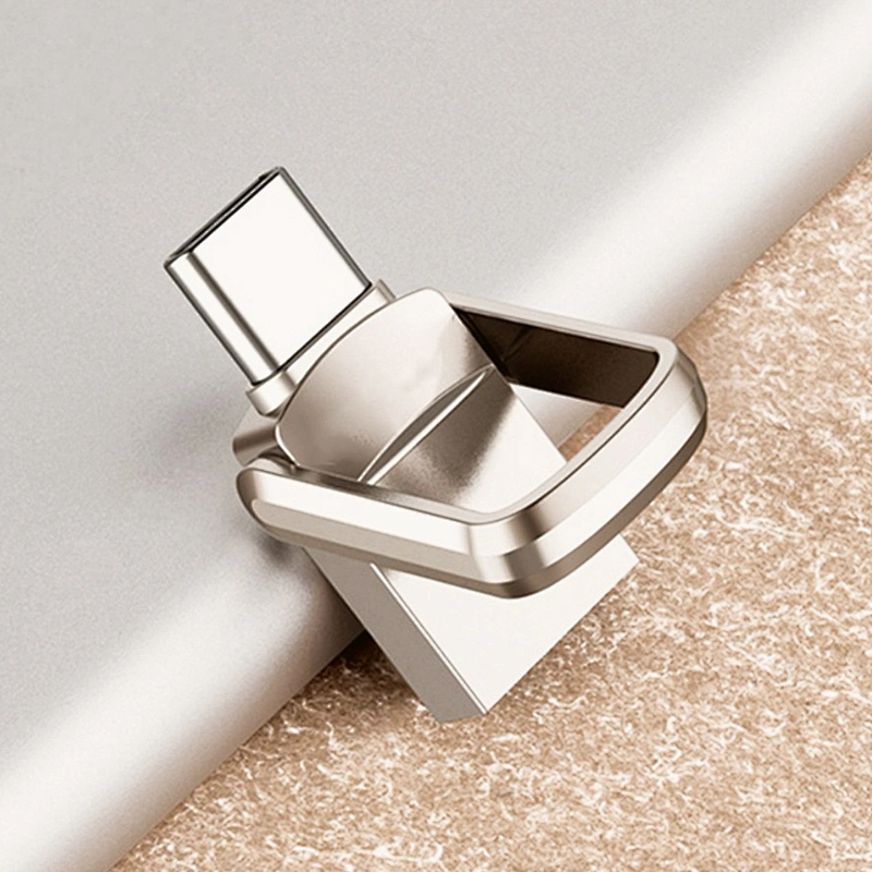 Swivel Metal Silvery Mini USB Flash Drive with Customized Logo