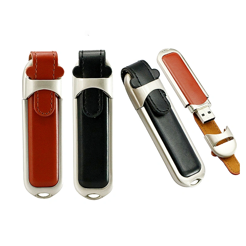 Custom Logo Leather PU USB 2.0 Pen Drive USB Drive USB Flash Drive with Gift