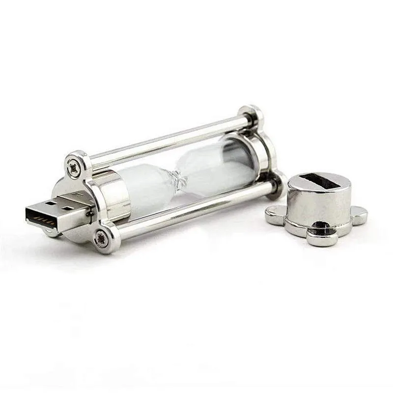 Hourglass Metallic Glass Promotional Gift USB Flash Drive with Logo
