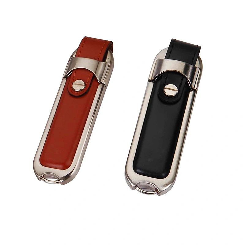 Custom Logo Leather PU USB 2.0 Pen Drive USB Drive USB Flash Drive with Gift