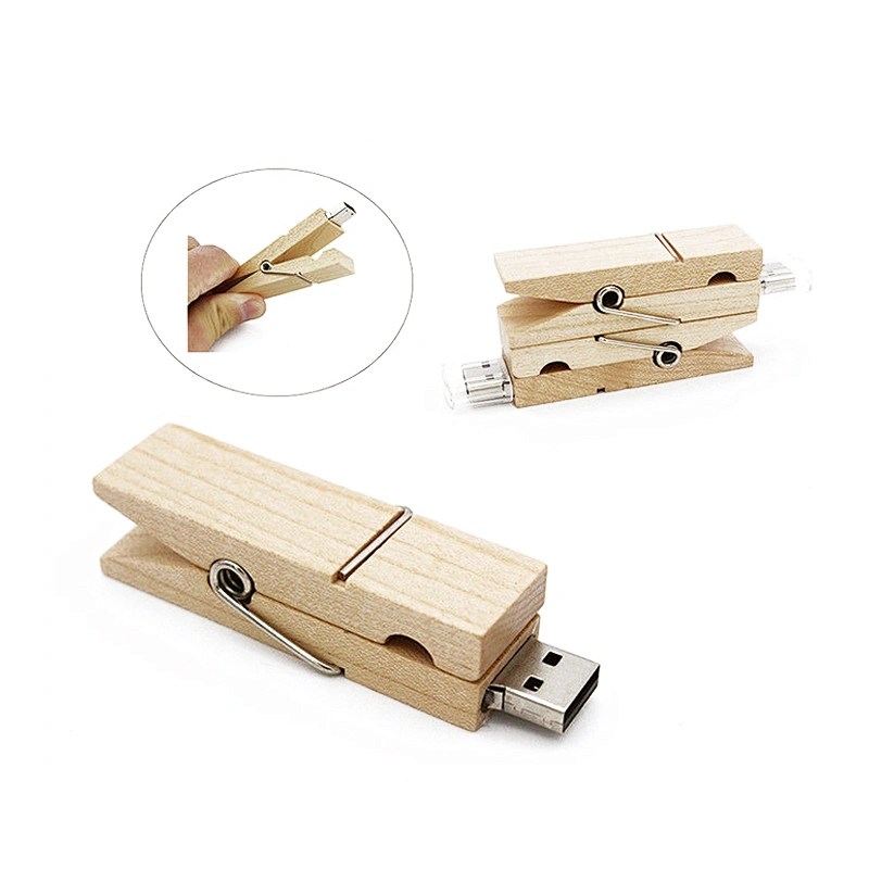 New Clip Wooden Bulk Cheap Factory Price USB Pen Drive