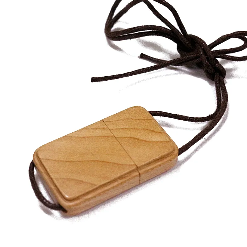 Hanging Rope Wooden Portable USB 2.0 Pen Drive with Logo