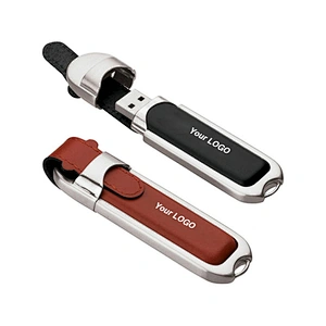 Custom Logo Leather PU USB 2.0 Pen Drive USB Drive USB Flash Drive with Gift