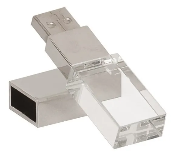 Crystal Engrave Logo LED Light USB 2.0 Pen Drive