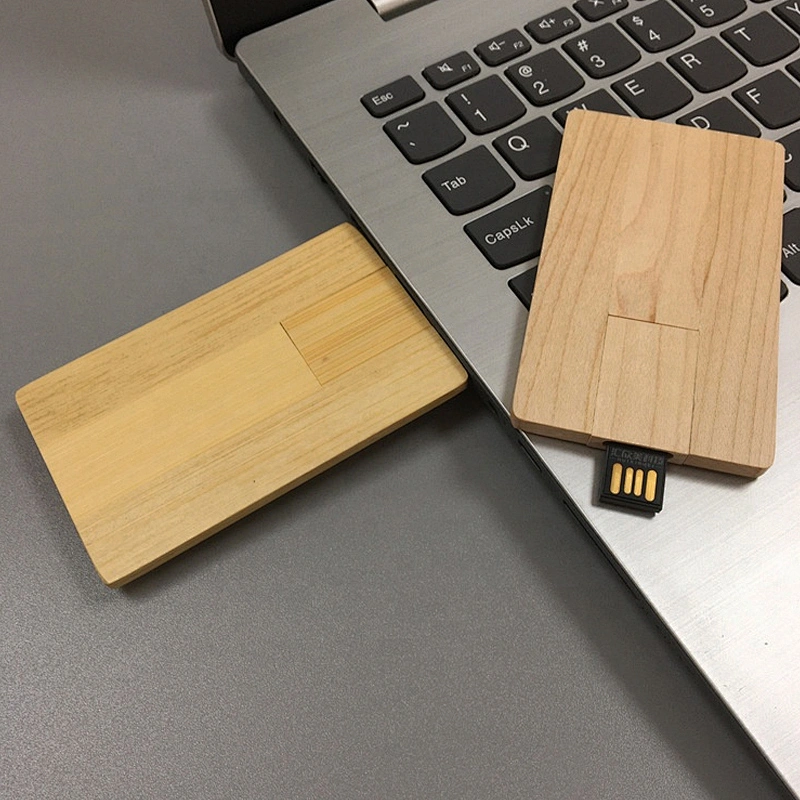 Wooden Card Shape Laser Logo Bamboo Credit Card USB Flash Drive USB Flash Disk USB Drive USB Driver USB Disk