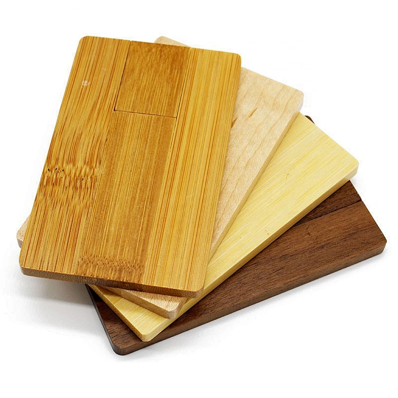 Wooden Card Shape Laser Logo Bamboo Credit Card USB Flash Drive USB Flash Disk USB Drive USB Driver USB Disk