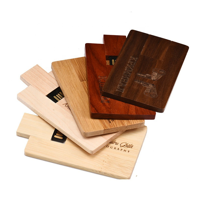 Wooden Card Shape Laser Logo Bamboo Credit Card USB Flash Drive USB Flash Disk USB Drive USB Driver USB Disk