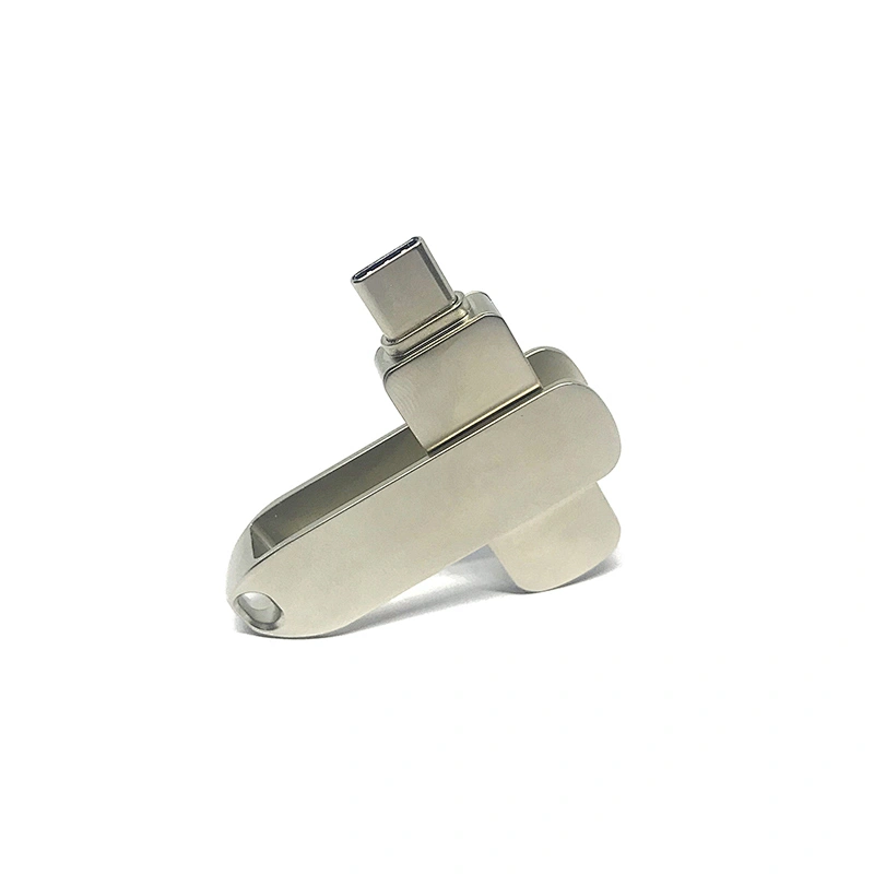 Metal Rotary Printable Logo USB Disk Hanging Single Port Type C USB Pen Drive USB Flash Drive USB Drive USB Disk USB Flash Disk