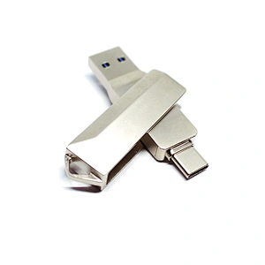Pure Metal Customized Logo Type-C Swivel USB Flash Drive USB Stick USB Disk USB Flash Disk