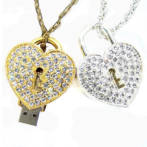 Love Locks Metal Chain Colorful Jewelry USB Flash Drive USB Flash Disk USB Stick USB Flash USB Drive for Promotional Gift