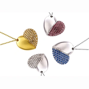 Heart Shaped Pendant Rope Metal Colorful Jewelry USB Flash Drive USB Flash Disk USB Stick USB Flash USB Drive USB Pen Drive for Promotional Gift