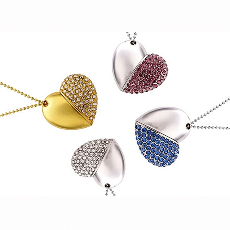 Heart Shaped Pendant Rope Metal Colorful Jewelry USB Flash Drive USB Flash Disk USB Stick USB Flash USB Drive USB Pen Drive for Promotional Gift