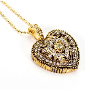 Heart Shape Metal Gold Chain Colorful Jewelry Gift USB Flash Drive USB Flash Disk USB Stick USB Flash USB Drive for Promotional