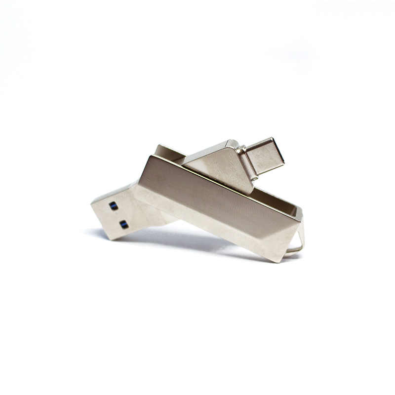 Pure Metal Customized Logo Type-C Swivel USB Flash Drive USB Stick USB Disk USB Flash Disk