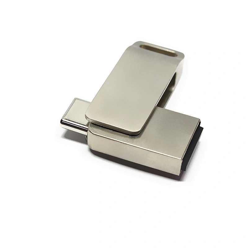 Manufacturer Type-C Dual Purpose Metal Rotary Customized Logo USB Flash Drive USB Disk USB Drive USB Flash Disk