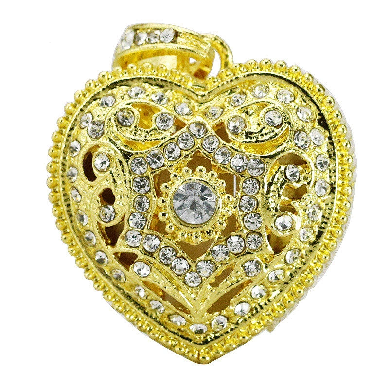 Heart Shape Metal Gold Chain Colorful Jewelry Gift USB Flash Drive USB Flash Disk USB Stick USB Flash USB Drive for Promotional