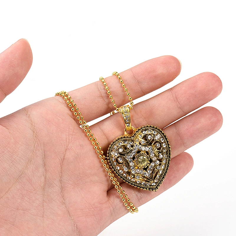Heart Shape Metal Gold Chain Colorful Jewelry Gift USB Flash Drive USB Flash Disk USB Stick USB Flash USB Drive for Promotional