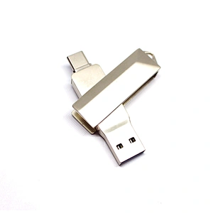 Pure Metal Customized Logo Type-C Swivel USB Flash Drive USB Stick USB Disk USB Flash Disk