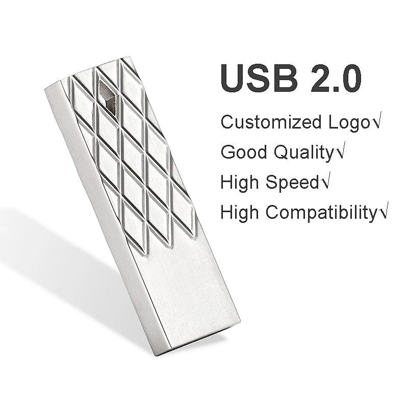 Metal Rhombus USB Flash Drive Promotional Gift Customized Logo Pen Drive Can Hang Key Chain Portable USB Flash Drive/USB Flash Memory/USB Pen Drive