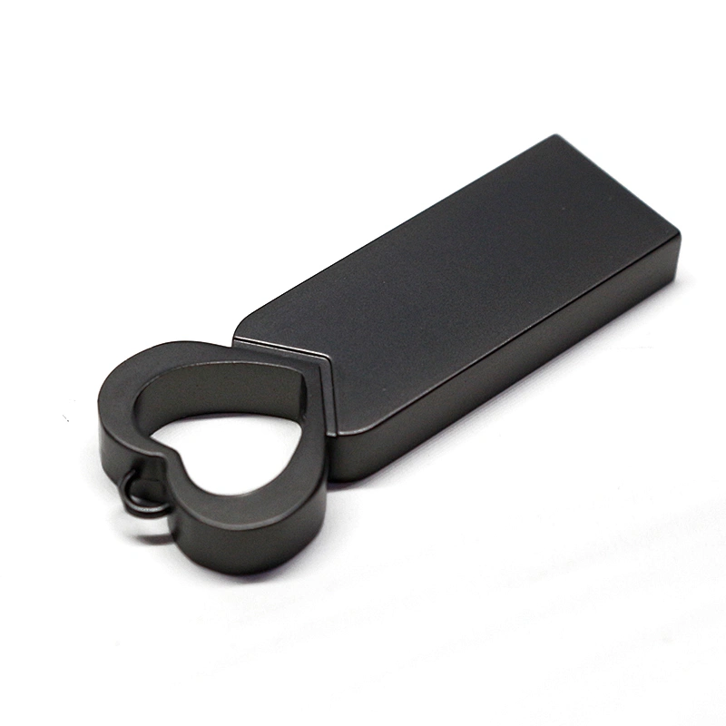 Metal Lanyard Heart Shape Gun Color Customized Logo USB Flash Drive USB Flash Disk USB Drive USB Driver USB Stick