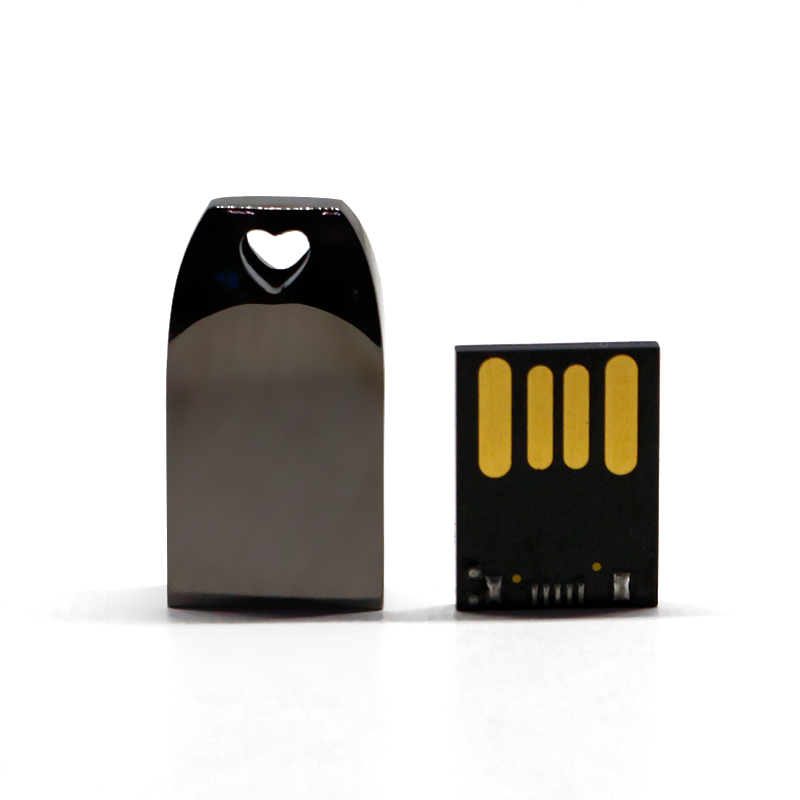 Mini Bright Gun Color USB Flash Driver Metal Heart Mudp USB Pen Drive Customized Logo Portable USB Disk