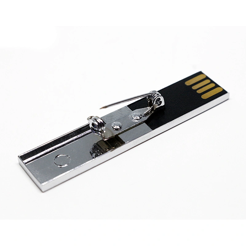 Brooch Metal Portable USB Flash Drive Pin Buckle Mirror Pen Drive Silvery Golden USB Pen Drive