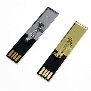 Brooch Metal Portable USB Flash Drive Pin Buckle Mirror Pen Drive Silvery Golden USB Pen Drive