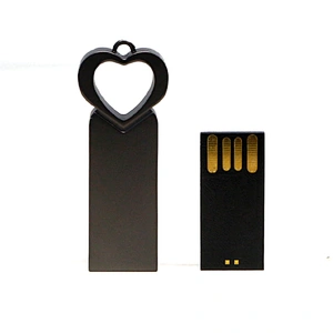 Metal Lanyard Heart Shape Gun Color Customized Logo USB Flash Drive USB Flash Disk USB Drive USB Driver USB Stick