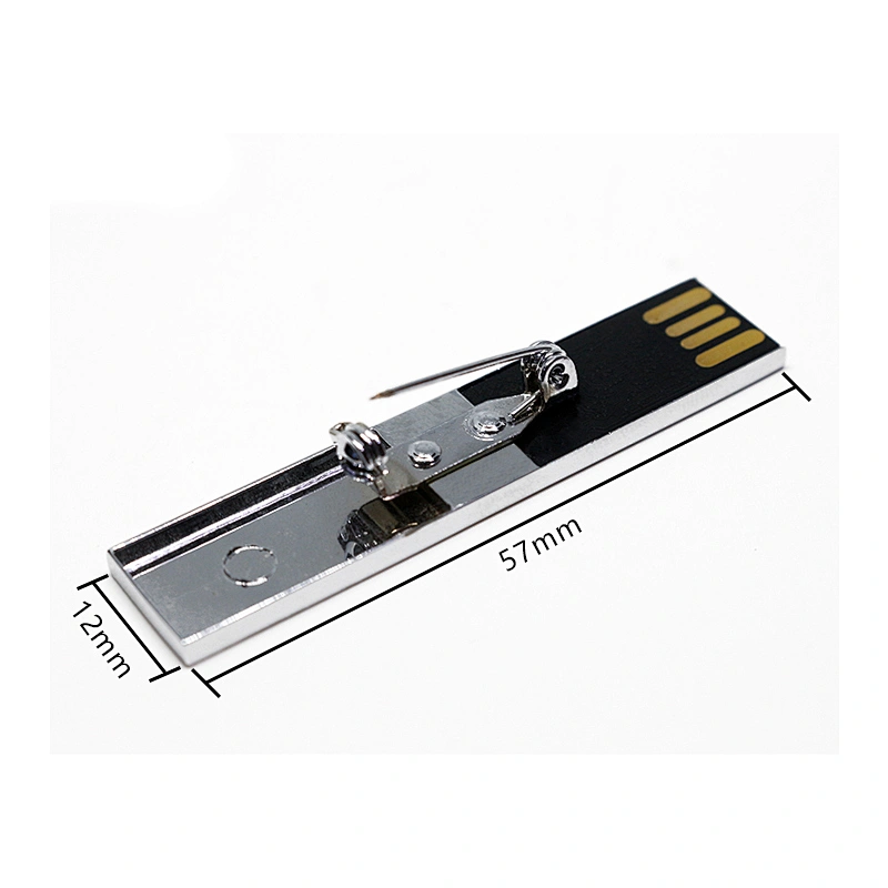 Brooch Metal Portable USB Flash Drive Pin Buckle Mirror Pen Drive Silvery Golden USB Pen Drive
