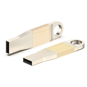 Silvery Metal USB Flash Drive Laser Logo Wooden USB Pen Drive USB Drive USB Disk USB Stick Flash Drives