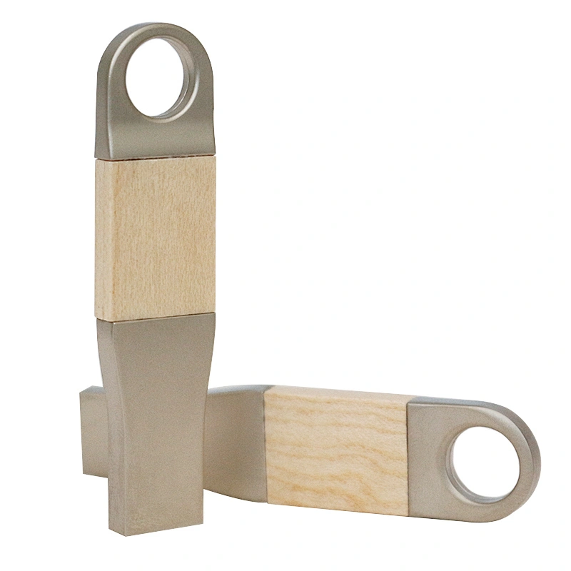 Silvery Metal USB Flash Drive Laser Logo Wooden USB Pen Drive USB Drive USB Disk USB Stick Flash Drives