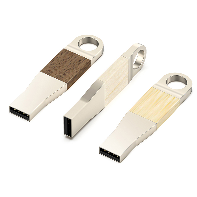 Silvery Metal USB Flash Drive Laser Logo Wooden USB Pen Drive USB Drive USB Disk USB Stick Flash Drives
