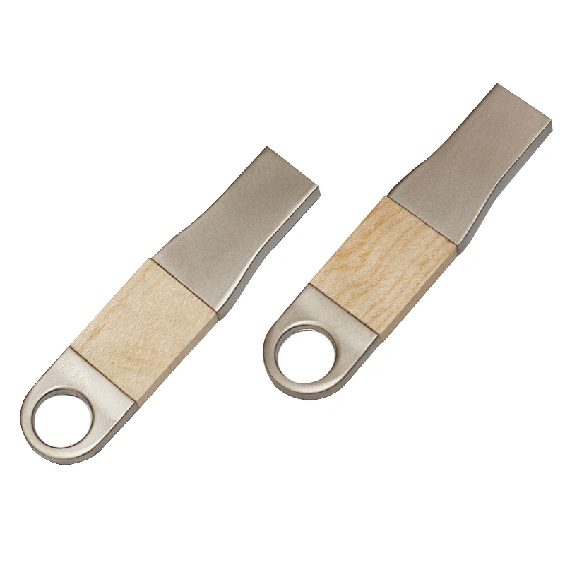 Silvery Metal USB Flash Drive Laser Logo Wooden USB Pen Drive USB Drive USB Disk USB Stick Flash Drives