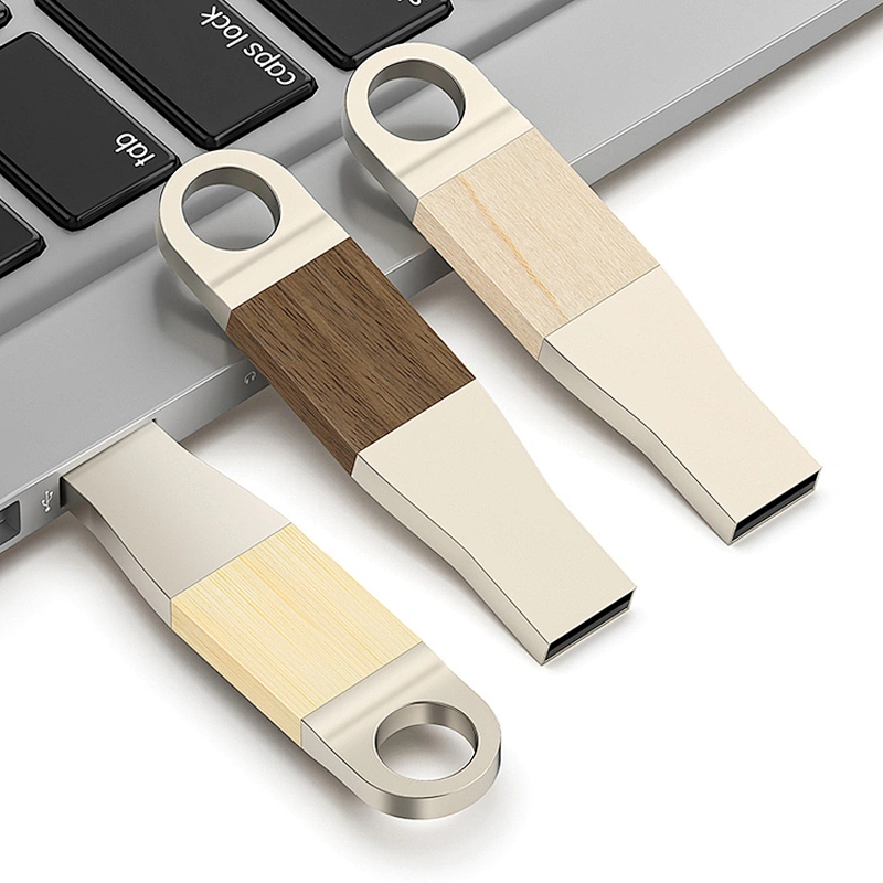 Silvery Metal USB Flash Drive Laser Logo Wooden USB Pen Drive USB Drive USB Disk USB Stick Flash Drives
