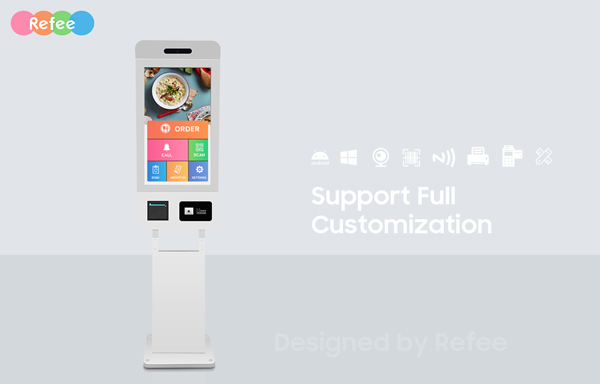 refee freestanding interactive self order touch kiosk self ordering self service PCAP multi touch kiosk android digital signage display screen digital poster