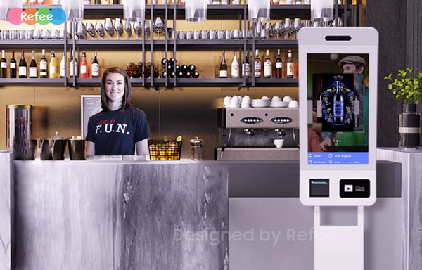 refee freestanding interactive self order touch kiosk self ordering self service PCAP multi touch kiosk android digital signage display screen digital poster