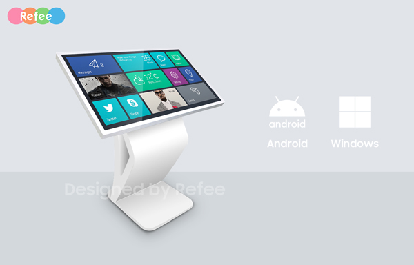 refee freestanding interactive self service multi touch kiosk android digital signage PCAP touch display screen digital poster