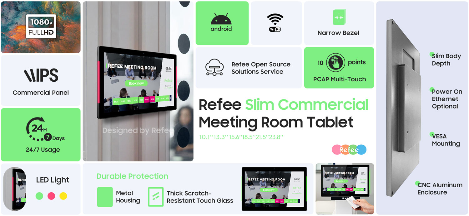 refee interactive PCAP touch screen meeting room commercial tablet LED light bar android digital signage display screen digital poster