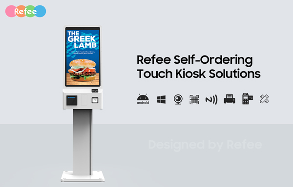 refee freestanding interactive self ordering touch kiosk self service PCAP touch kiosk android digital signage display screen digital poster