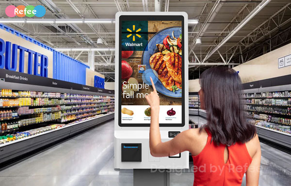 refee freestanding interactive self ordering touch kiosk self service PCAP touch kiosk android digital signage display screen digital poster
