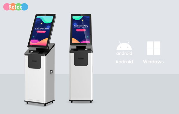 refee freestanding interactive printer self service touch kiosk android digital signage display touch screen digital poster