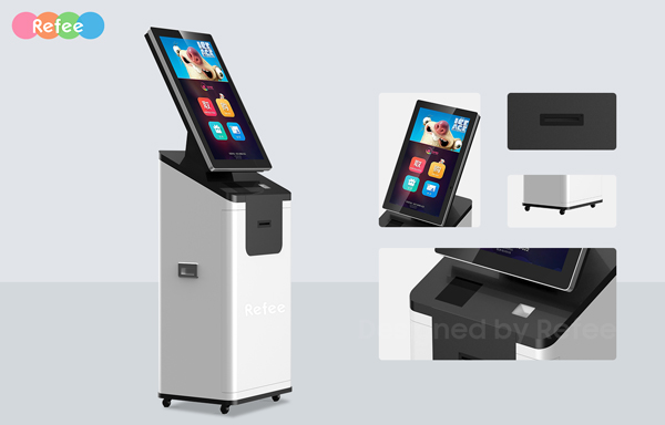 refee freestanding interactive printer self service touch kiosk android digital signage display touch screen digital poster