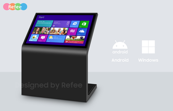 refee freestanding interactive self service touch kiosk android digital signage display screen digital poster